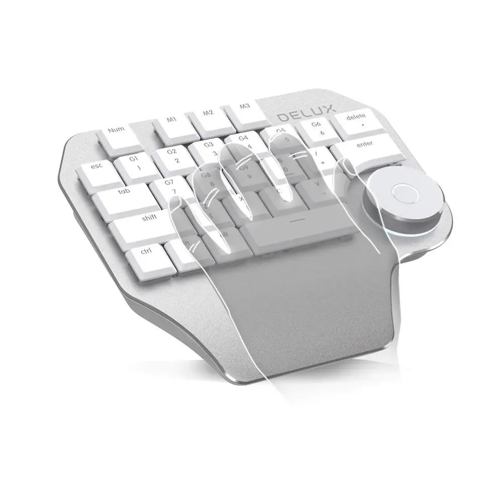 

Delux T11 Designer Keyboard with Smart Dial 3 Group Customizable Keys Keypad Compatibility for Wacom Windows Mac Design Softwa