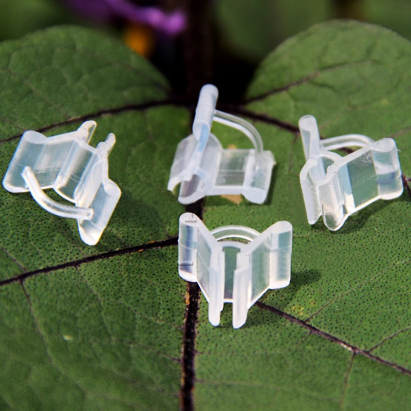 

100pcs/Pack Mini Transparent Plastic Grafting Clips for Garden Vegetable Flower Vine Bushes Plants Seeding Grafting Clip Tool