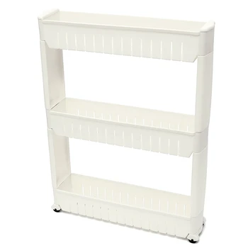 

Slim Slide Out Kitchen Trolley Rack Holder Storage Shelf Tower Folding 3 Tire