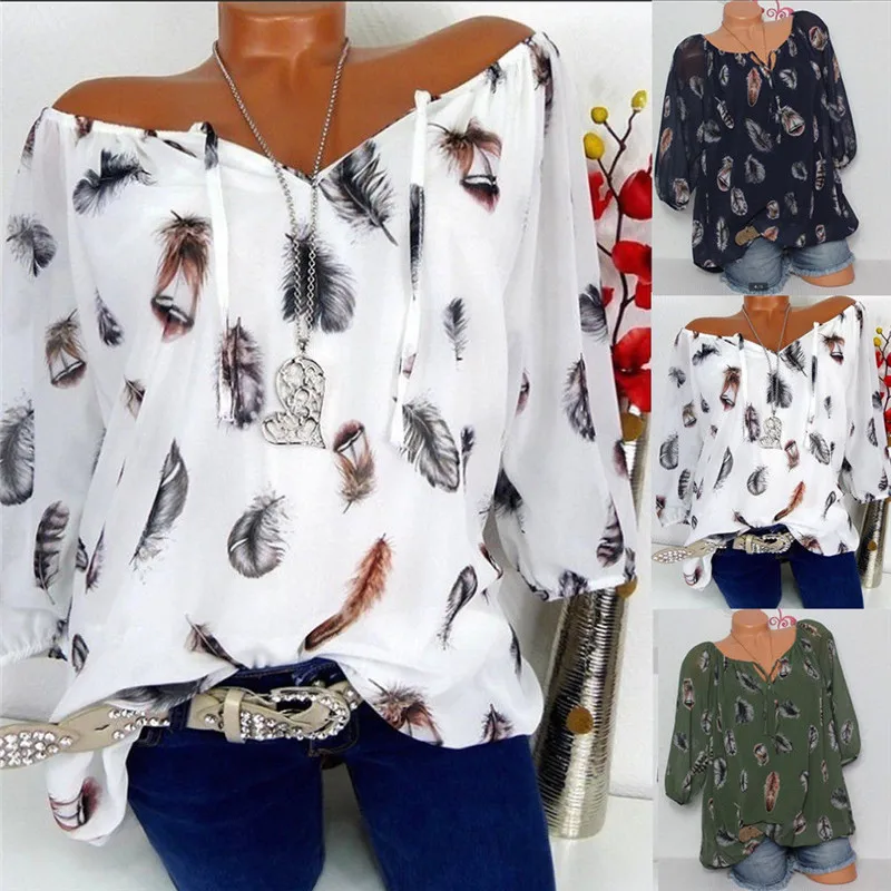 

2019 New Hot Summer Fashion Women Ladies Girls Clothes Clothings Loose Leisure Casual Floral Long Sleeve Blouse Shirt Tunic Tops