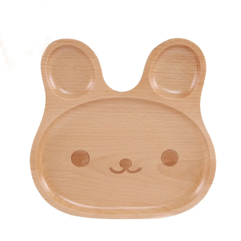 

Cute Cartoon Design Real Wood Dinner Plate Wooden Utensils Tableware Table Dishes Plates Restaurant Vegetable Bowl Pad