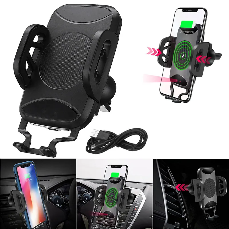 10W Fast Charging Automatic Clamping Wireless Car Charger Mount Holder Stand Clamp Smart Phone Type C Charger Auto-sensing New