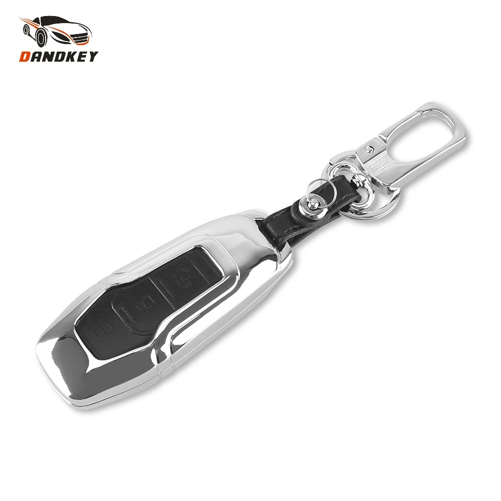 

Dandkey For Ford Ruler Explorer Mondeo 2.0 Mustang New Zinc Alloy Leather 3 Buttons Remote Smart Key Case FOB Car Key Cover
