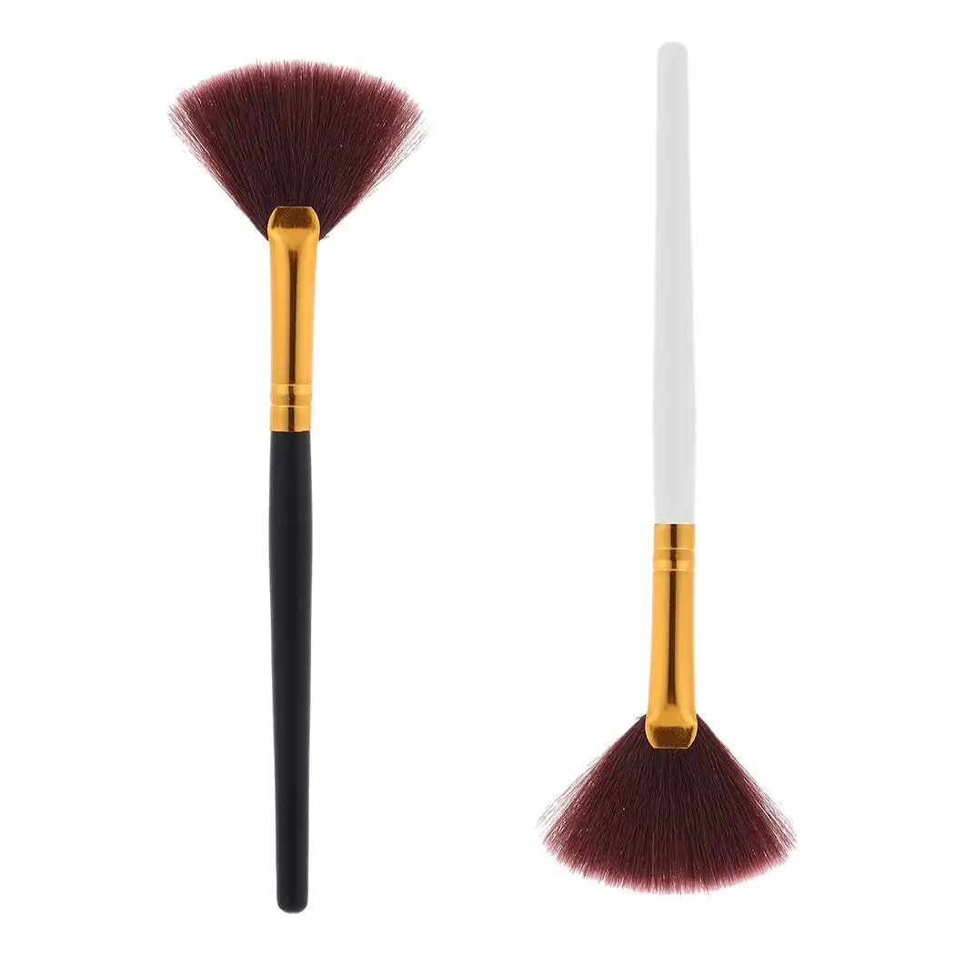 Koop Wit goud kleine fan make up borstel beauty Tool Foundation Blush Blending Beauty Make Up Borstel Maquiagem