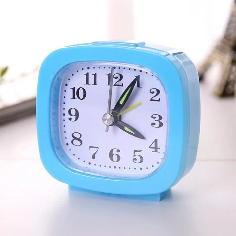 Rectangle/Square/Round Shape Small Quartz Alarm Clock Bed Compact Stylish Accs