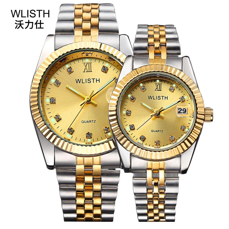 

WLISTH Wedding Couple Watches For Lovers Steel 30m Waterproof Gifts Couples Watch Man And Ladies Dress Men Clock Reloj Hombre