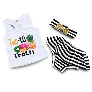 

Newborn Kids Bikini Set Three Pieces Clothes Tank Tops Shirt Vest Shorts Pants Outfits Set Baby Girls New Cute Summer Costume
