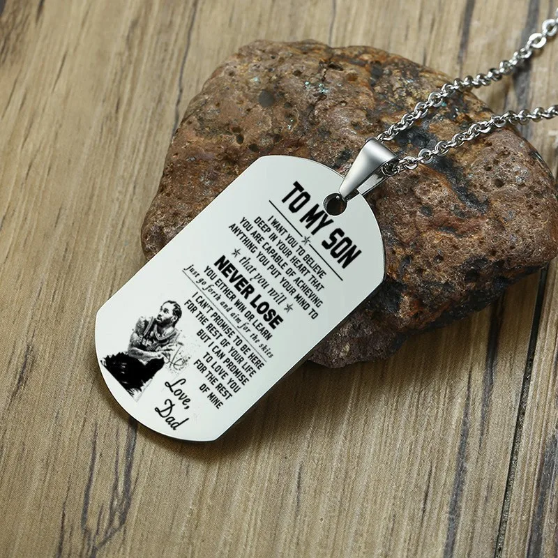 

Dad Gift Dog Tag For Him To My Son Pendant Necklace Personalized Stainless Steel Son Gift From Dad