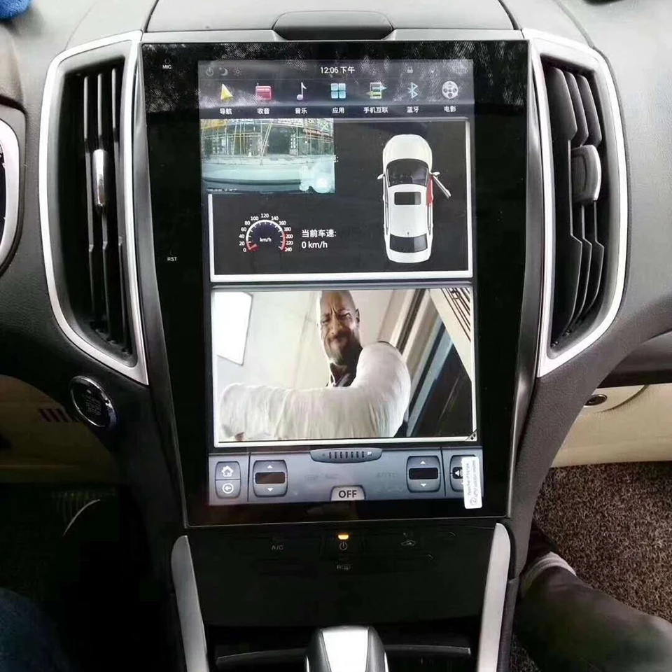 Perfect KiriNavi Vertical Screen Tesla Style 12.1 Inch Android 6.0 Car Radio Multimedia For Ford Edge GPS Navigation Bluetooth 4G 2015+ 2