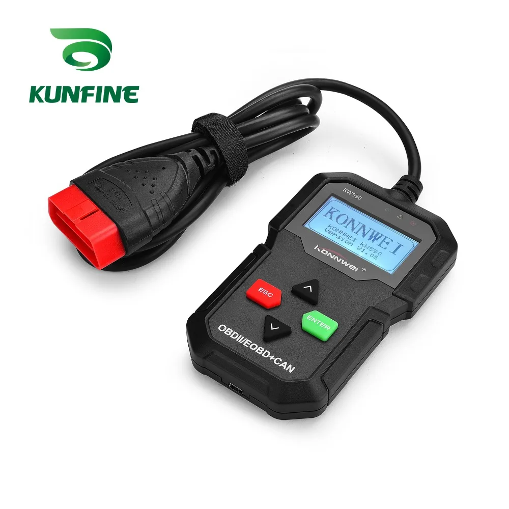 Лучший ODB OBD2 автомобильный диагностический сканер KW590 многоязычный на русском