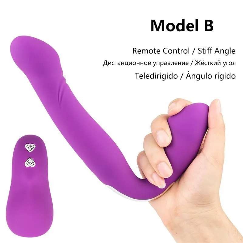 Silicone Sex Vibrator Wireless Remote Control Vibrator Double Head Vibrating Strapless font b Dildo b font