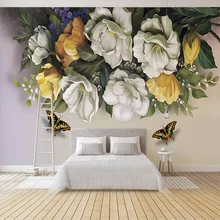 Пользовательские 3D обои для интерьера гостиной спальни настенная живопись цветы бабочки фото обои домашний декор
