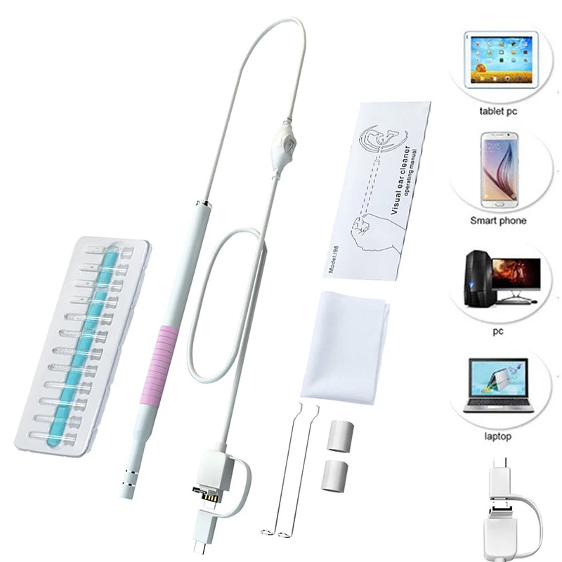 

Ear Cleaning Endoscope 3in1 USB HD Visual Ear Spoon 5.5mm Mini Camera Android PC Ear pick Otoscope Borescope Tool Health Care