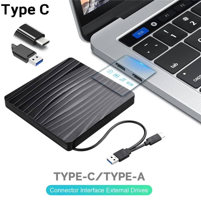 

Type C USB 3.0 Optical Drives Cases DVD RW CD Writer Drive Burner Reader Player Optical Drives for Macbook/Windows/Linux/VistaPC