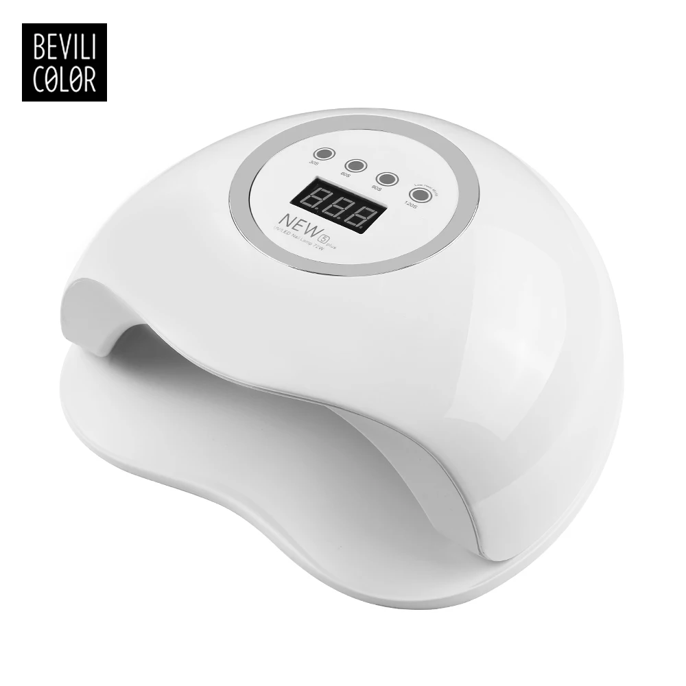 

BEVILI COLOR New 5 Plus Nail Dryer 72W LED UV Lamp Nail Light Therapy Dryer Quick Drying Led Nail Baking Lamp