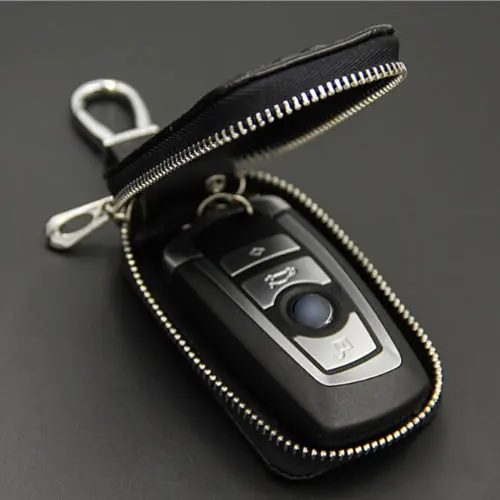 

Leather Car Remote Key Case Cover Holder Key Chain Keyring Crocodile Zipper Storage Bags