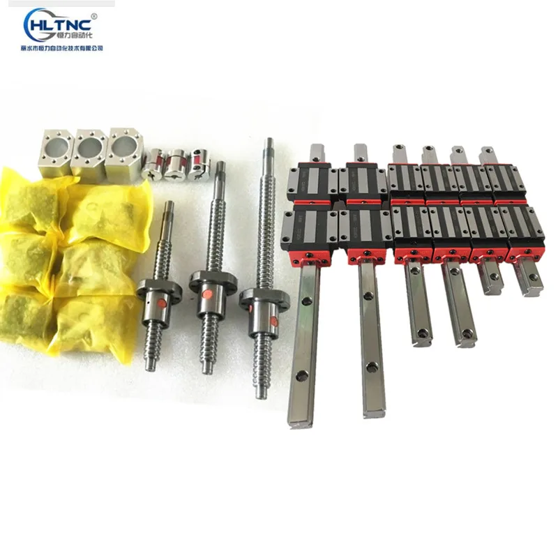 

HLTNC 3kits linear rail HGR20 300/800/800mm+HGH20CA bering blocks 3 ballscrews 1605-L+3 sets BK/BF12+3 nut Housing+3coupler CNC