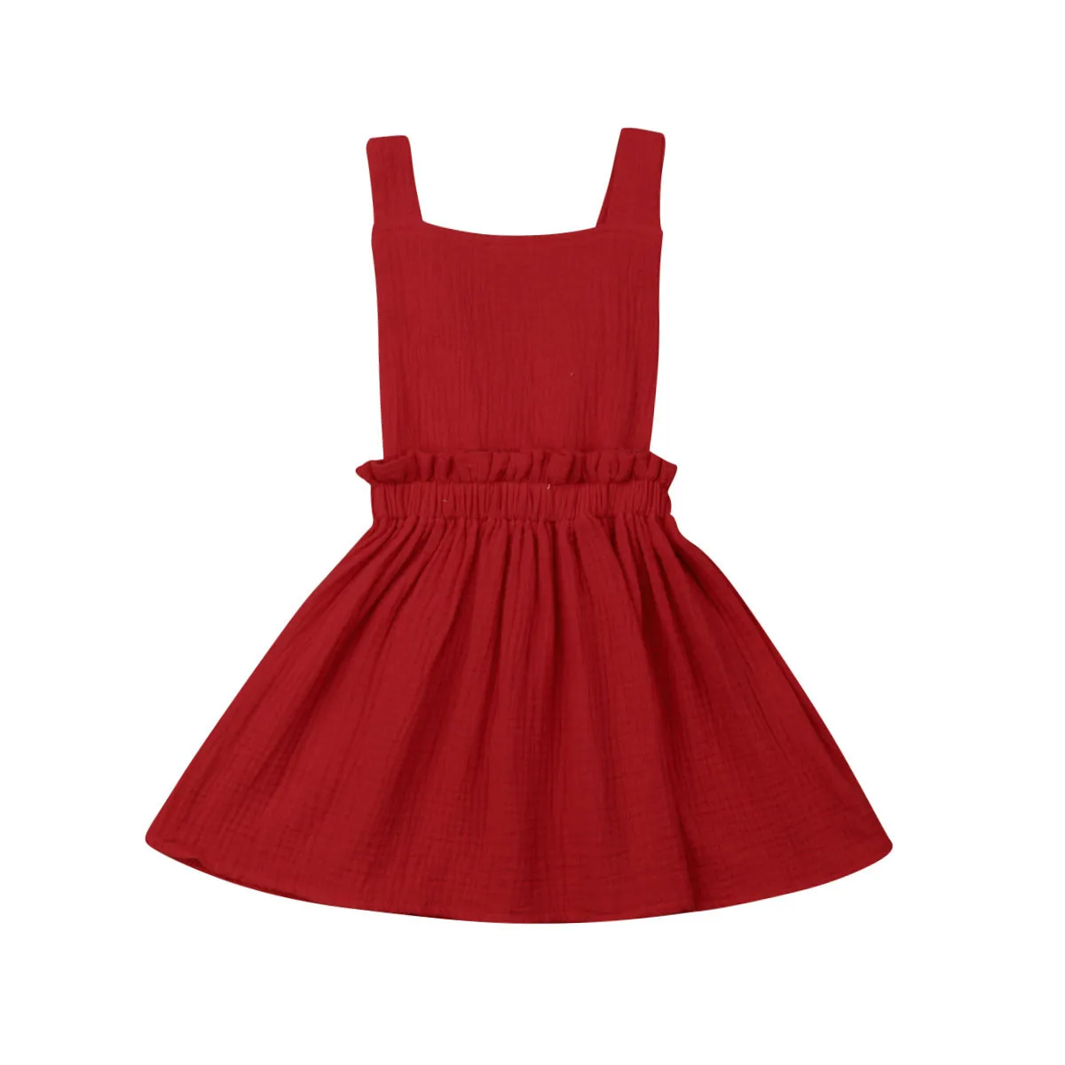 

1-6Y Summer Kids Girls Dress Sleeveless Backless Solid Color A-line Princess Girl Casual Dresses Sundress Clothes