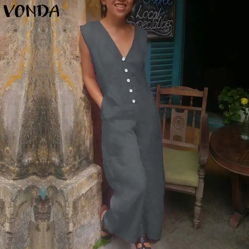 Buy Rompers Womens Jumpsuits VONDA Sexy V Neck