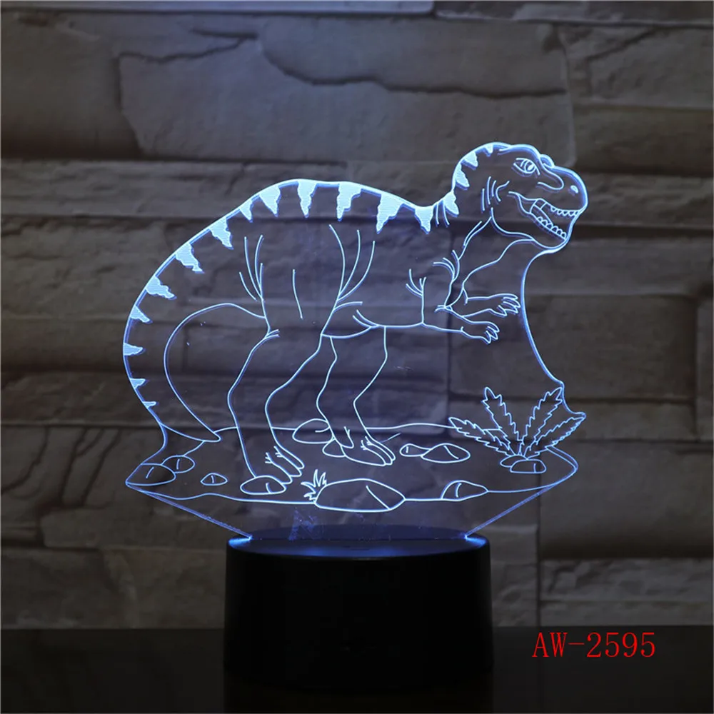 3D Иллюзия светодиодные лампы динозавров 7 цветов светодиодные лампы украшения животного Night Light Touch спальный ночник для стола лампа AW-2595