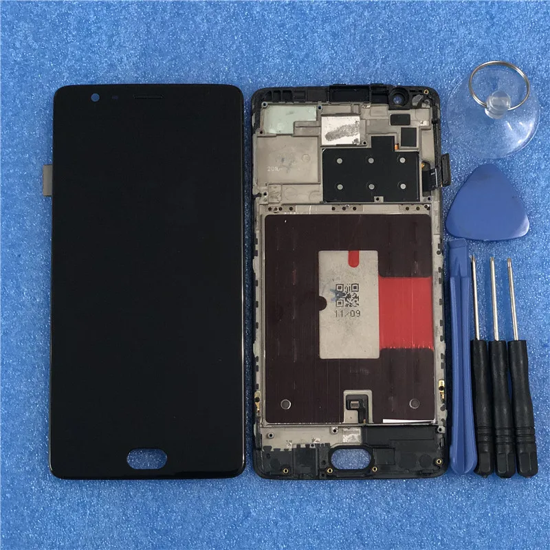 Pаспродажа Оригинальный Axisinternational для Oneplus 3T A3010 Super Amoled LCD экран displaywith рамка + сенсорная панель (диджитайзер) для OnePlus 3T дисплей