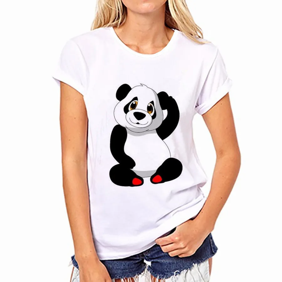

2019 net red with the cute panda Europe and the United States printed shirt short-sleeved t-shirt large size women's clothing