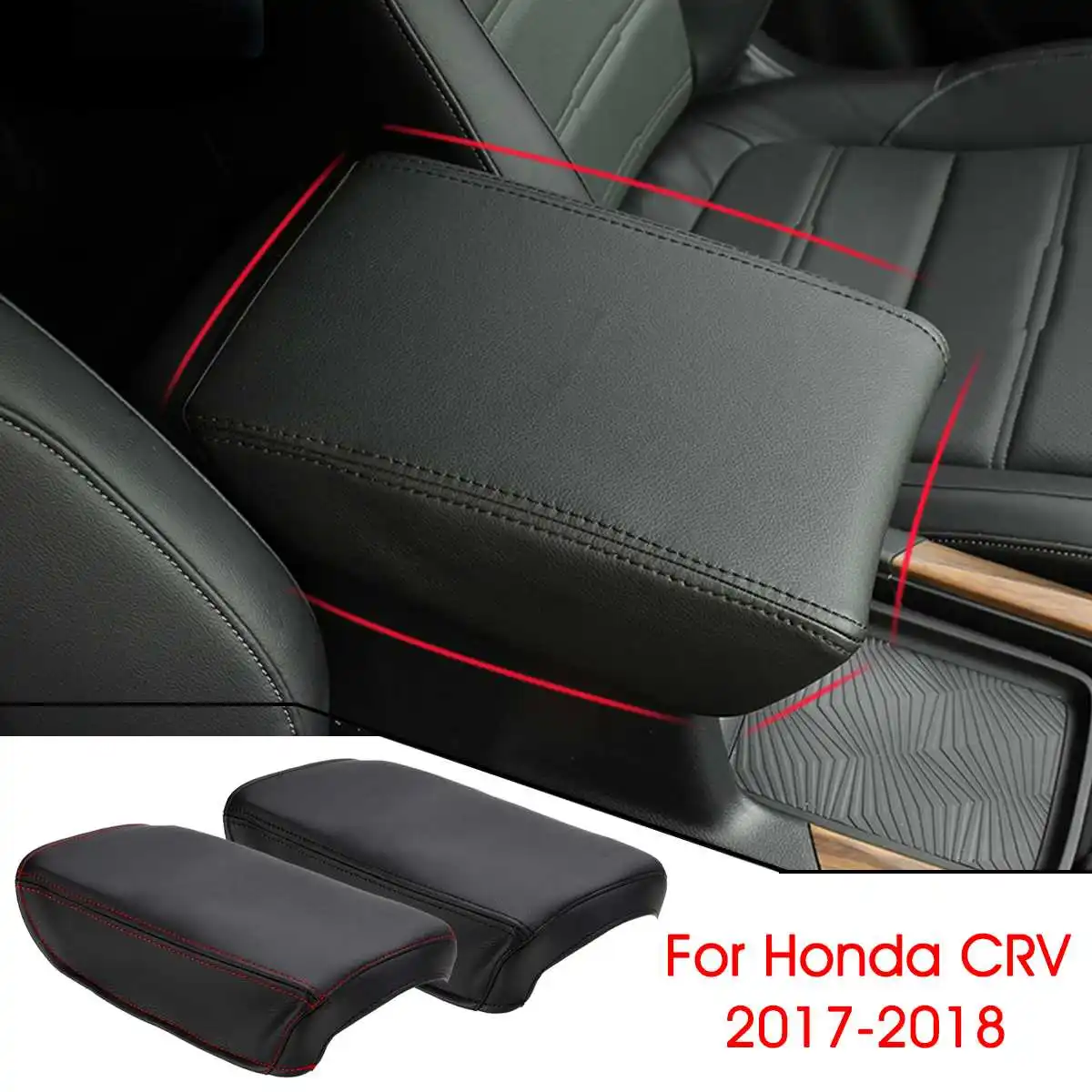 

Car Armrest Box Cover Microfiber Leather Center Console Lid Protection For Honda CRV 2017-2018