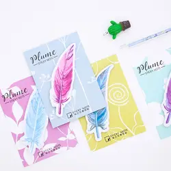 Творческий Цветной перо Блокнот Милая Закладка для книг Kawaii блокноты Бумага прекрасный клейкая Бумага для детей подарок для офиса