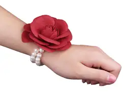Шелковая Роза цветок бутоньерка свадебная бутоньерка на запястье брошь для мужского костюма Для женщин вручную Свадебные цветы с жемчугом