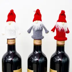 2 компл. Рождество шерсть кукла Красное вино комплект вечерние Семья вечерние Бар бутылки вина рот украшения