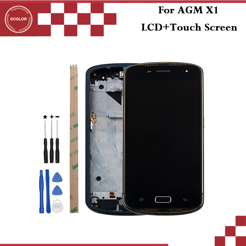 

ocolor For AGM X1 LCD Display and Touch Screen 5.5 inch Digitizer With Frame ​For AGM X1 Mobile Phone With Tools And Adhesive
