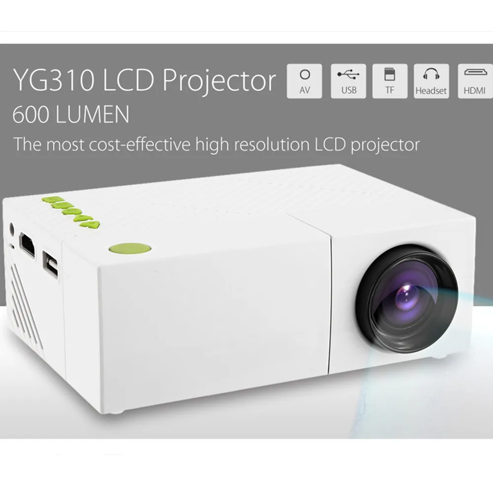 YG310 ЖК проектор 600LM 320x240 1080 P Мини Портативный Full HD фильм домашний кинотеатр для