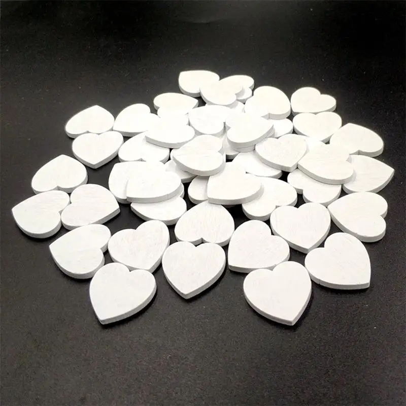 100 шт. диск из натурального дерева в форме сердца для рукоделия украшения