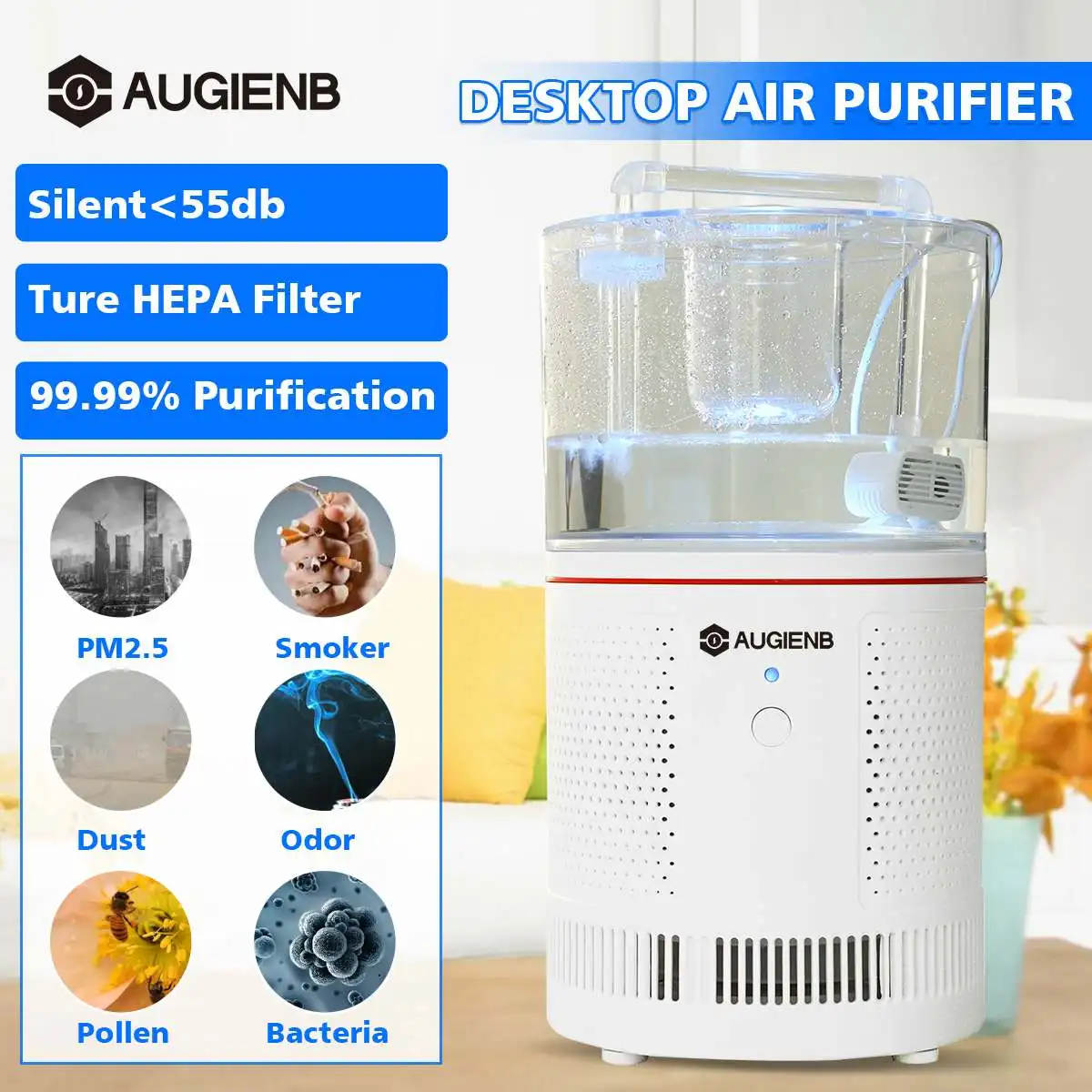 

2019 One-touch switch Desktop Purifier With Aquarium Purifier Natural Oxygen Bar Living Room Office Available Filter Deodorant