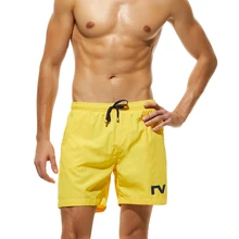Новинка, мужские желтые пляжные шорты, одноцветные шорты для серфинга, Бермуды, шорты для серфинга, полиэфирные мужские Пляжные штаны, гей плавки, S-XL