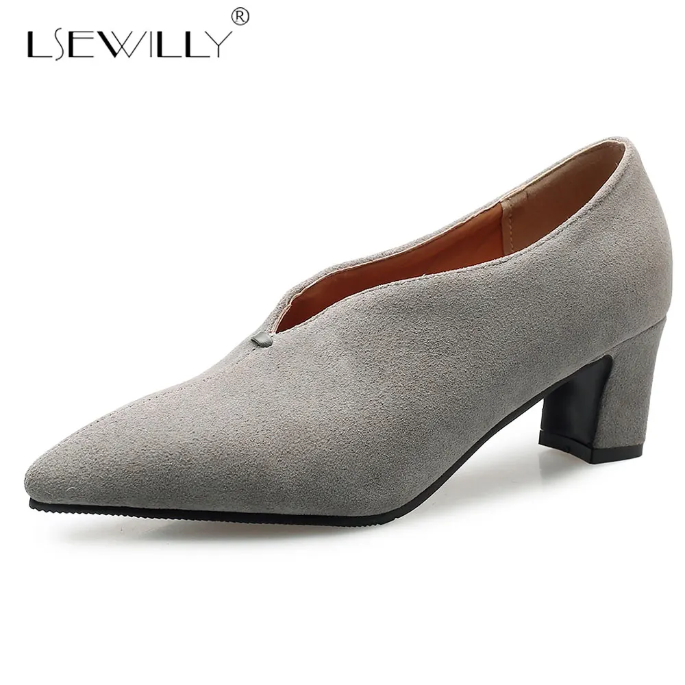

Lsewilly 2019 Fashion Large Size 28-48 Pointed Toe Women Shoes Woman Thick High Heels Slip On Platform Black Woman Pumps E627