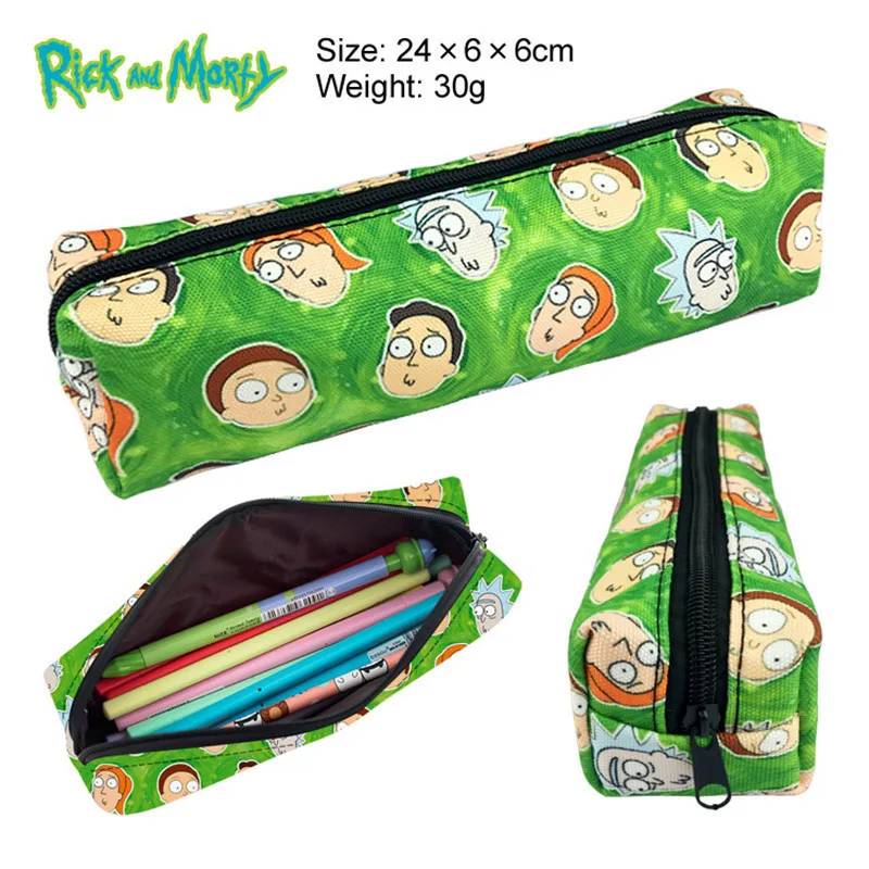 

anime Rick and Morty pencil bag Funny Science Crazy Scientist Canvas Pencil Bag Printing wallet Zipper Case Student coin purse