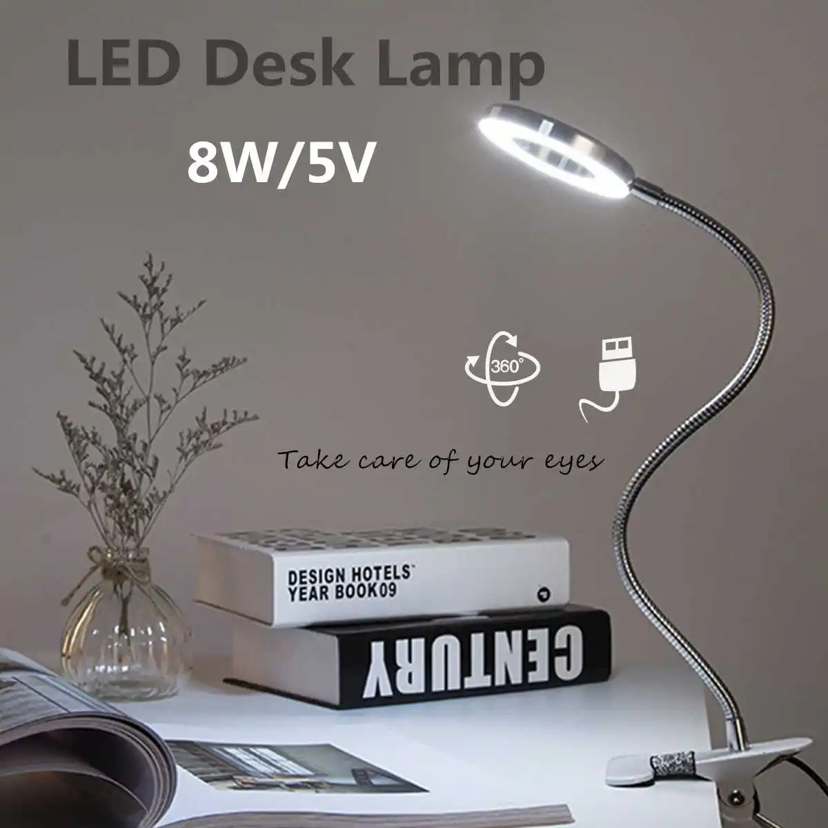 

Led Desk lamp USB Warm/Cool Light Dimmable Table Lamp with Clip Bed Reading Book Night Light LED Desk lamp Table Eye Protection