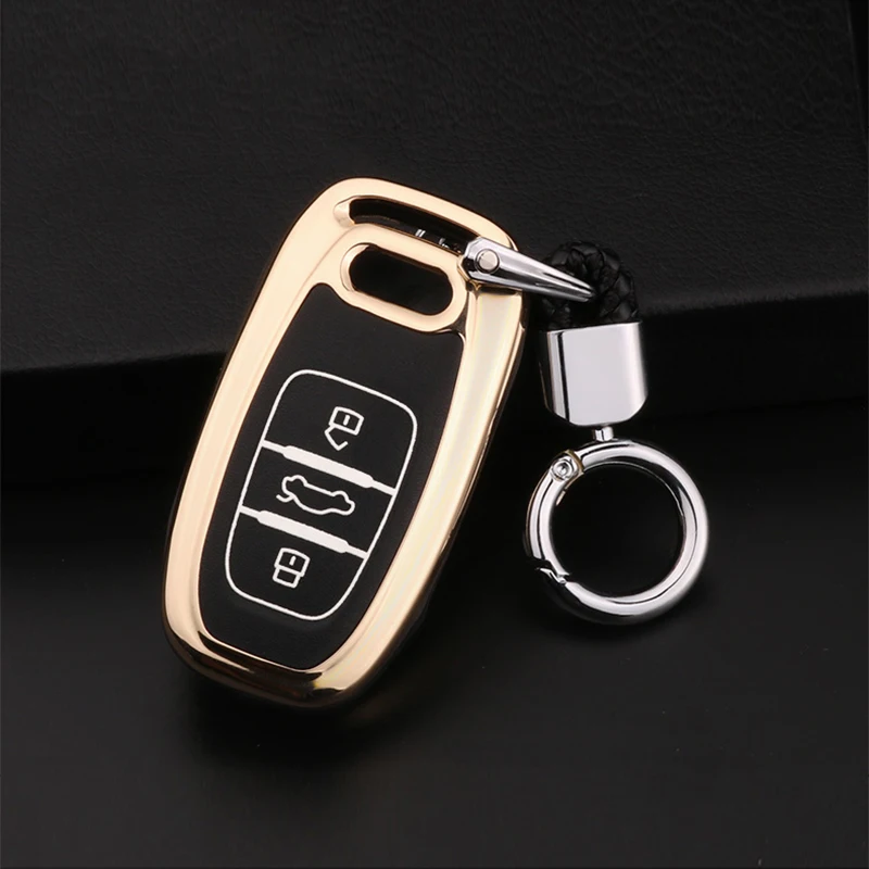 

Zinc alloy+Luminous Car Key Case Cover Skin for Audi A4 A4L 8S 2017 2016 Allroad B9 Q5 Q7 S5 TT TTS Remote Keyless Auto Key
