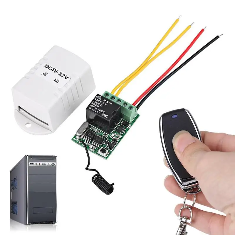 

1 set Universal DC4V-12V Relay Wireless Remote Control Switch Computer Host + Launcher Switch Accessories