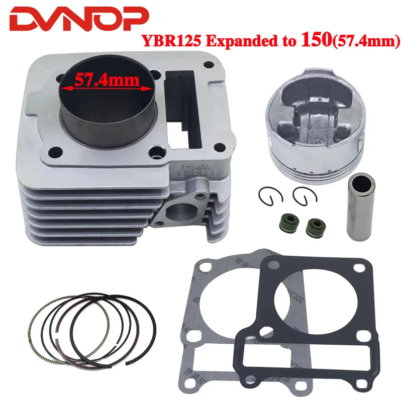 

57.4mm 150CC Motorcycle Cylinder Kit With Piston Cylinder block And Pin for YAMAHA YBR125 Modified Upgrade To YBR150