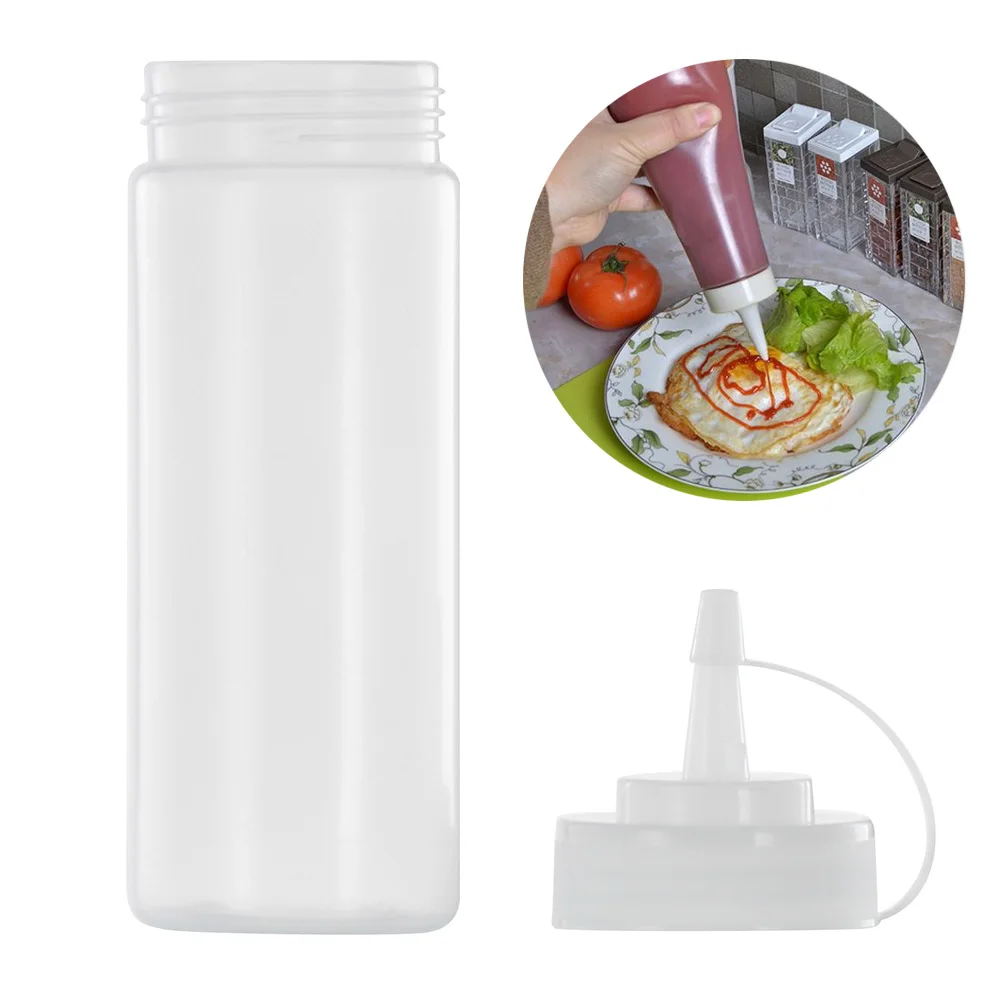 

Hot 12Oz/16Oz/24Oz Plastic Squeeze Bottle Dispenser for Sauce Vinegar Oil Ketchup Cookling Tools with Cap Kitchen Accessories