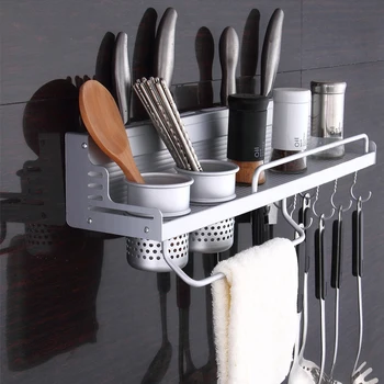 

Wall Mounted Pot Pan Rack Multifunctional Kitchen Bookshelf Storage Rack With Bottle Rack Silverware Caddy Cutlery Blocks Hang