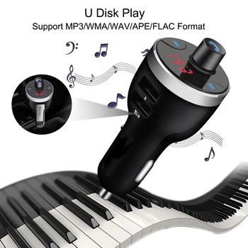 

1 PC Car Bluetooth DC 12-24V Handsfree 3.4A Output Dual USB Car Charger Music Player FM Bluetooth Music Player MP3 Player