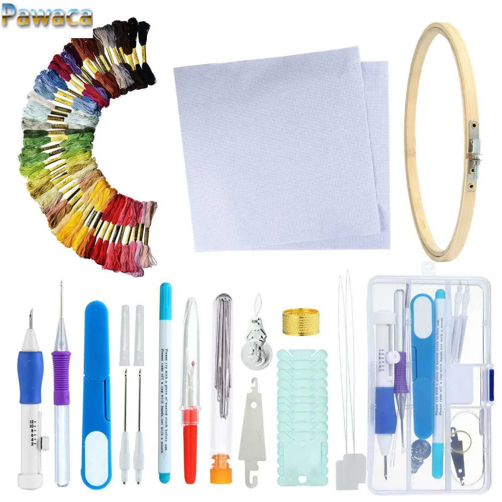 

DIY Embroidery Stitching Punch Needle Tool Sets Craft Sewing Kit Magic Embroidery Stitching Punch Pen With Storage Case