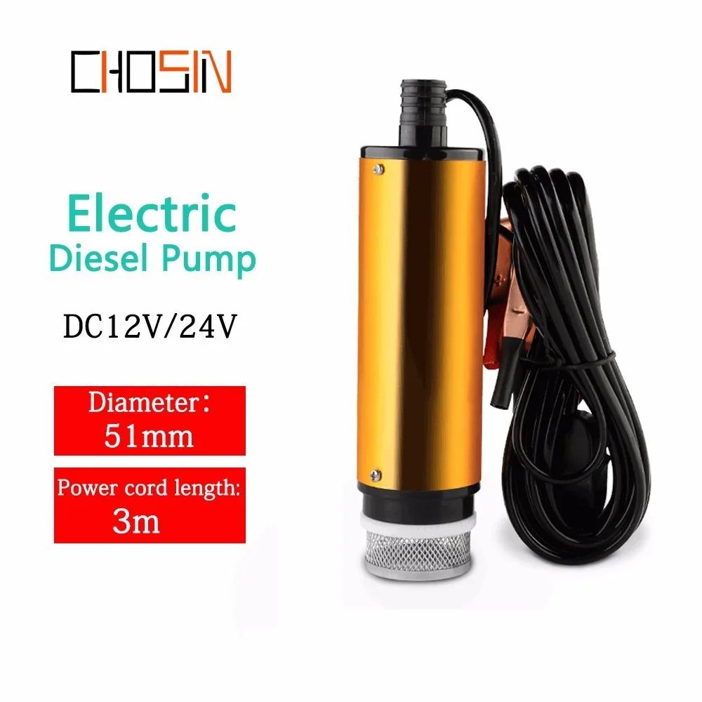  Dc 12v24vElectric Diesel Fuel Pump 51mm 30l/min Lift 3m Water Oil Car Camping Fishing Submersible T