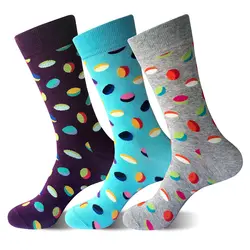 2019 осенне-зимние мужские носки, двухцветные хлопковые носки, цветные Повседневные носки в горошек, забавный подарок, свадебные носки