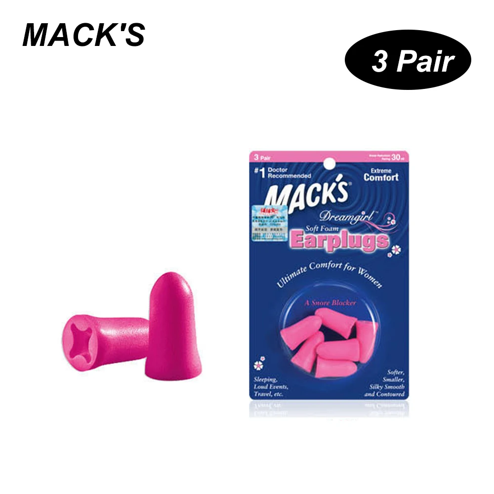 

MACK'S 3Pair Anti-noise Foam Earplugs Washable Professional Soundproof Ear Plugs Sleeping Working Travelling Hearing Protection
