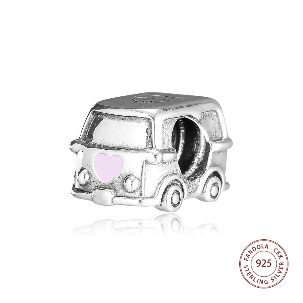 Аутентичные 925 стерлингового серебра Camper Van Шарм Бусины Подходит Pandora браслет