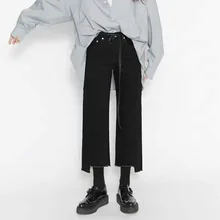 Женские джинсы с высокой талией, модные, свободные, повседневные, широкие, джинсовые, длина по щиколотку